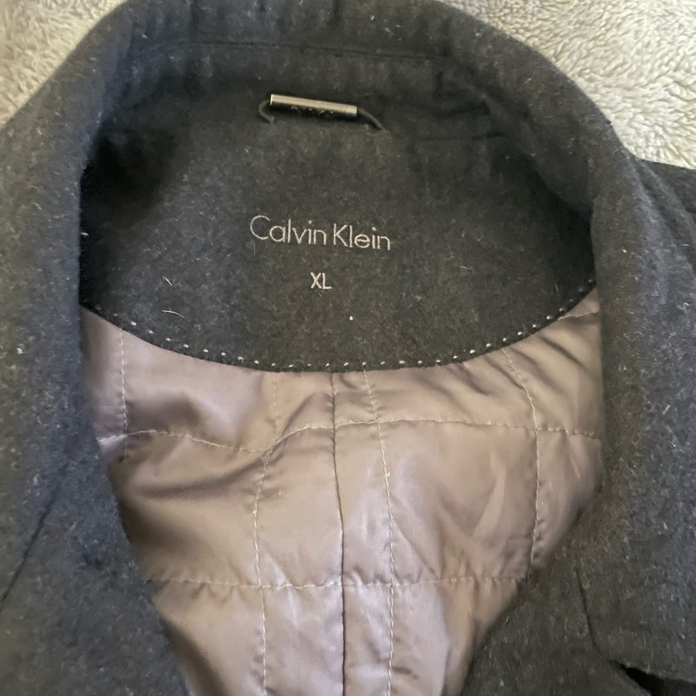 Mens Calvin Klein charcoal grey peacoat size Xl